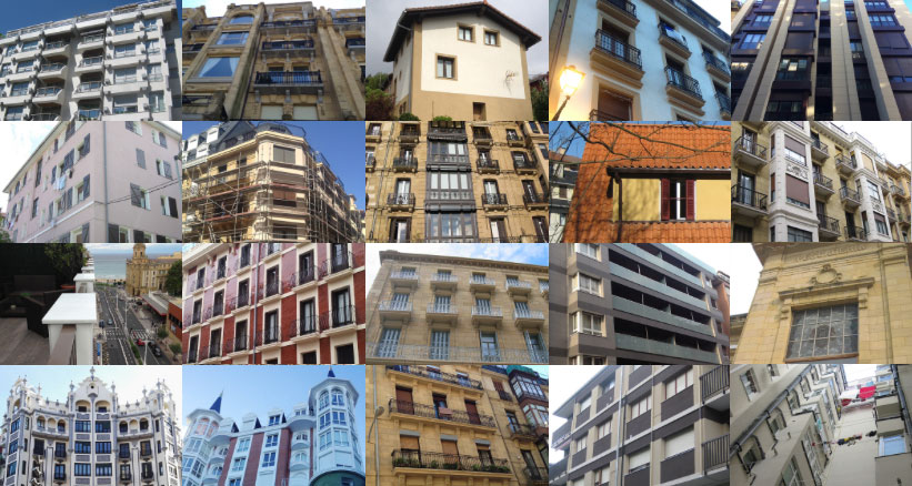 Rehabilitación de fachadas de edificios de diferentes pueblos de Gipuzkoa